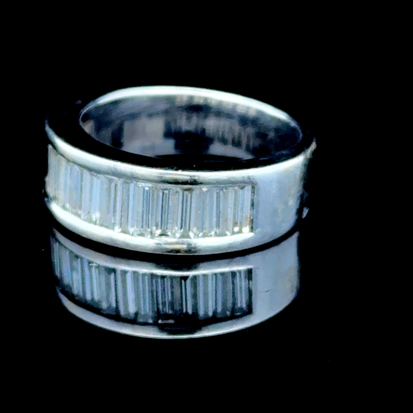 18K White Gold Baguette Diamond Band APPX 2.7 CTS