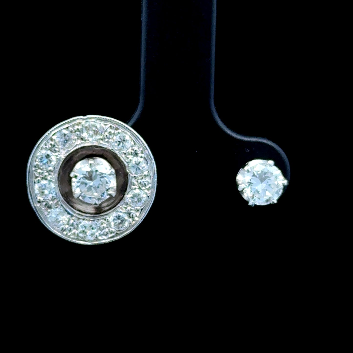 Platinum Diamond Studs With Removable Halo APPX: Total: 1.8 CTS, Without Halo: 1.5 CTS