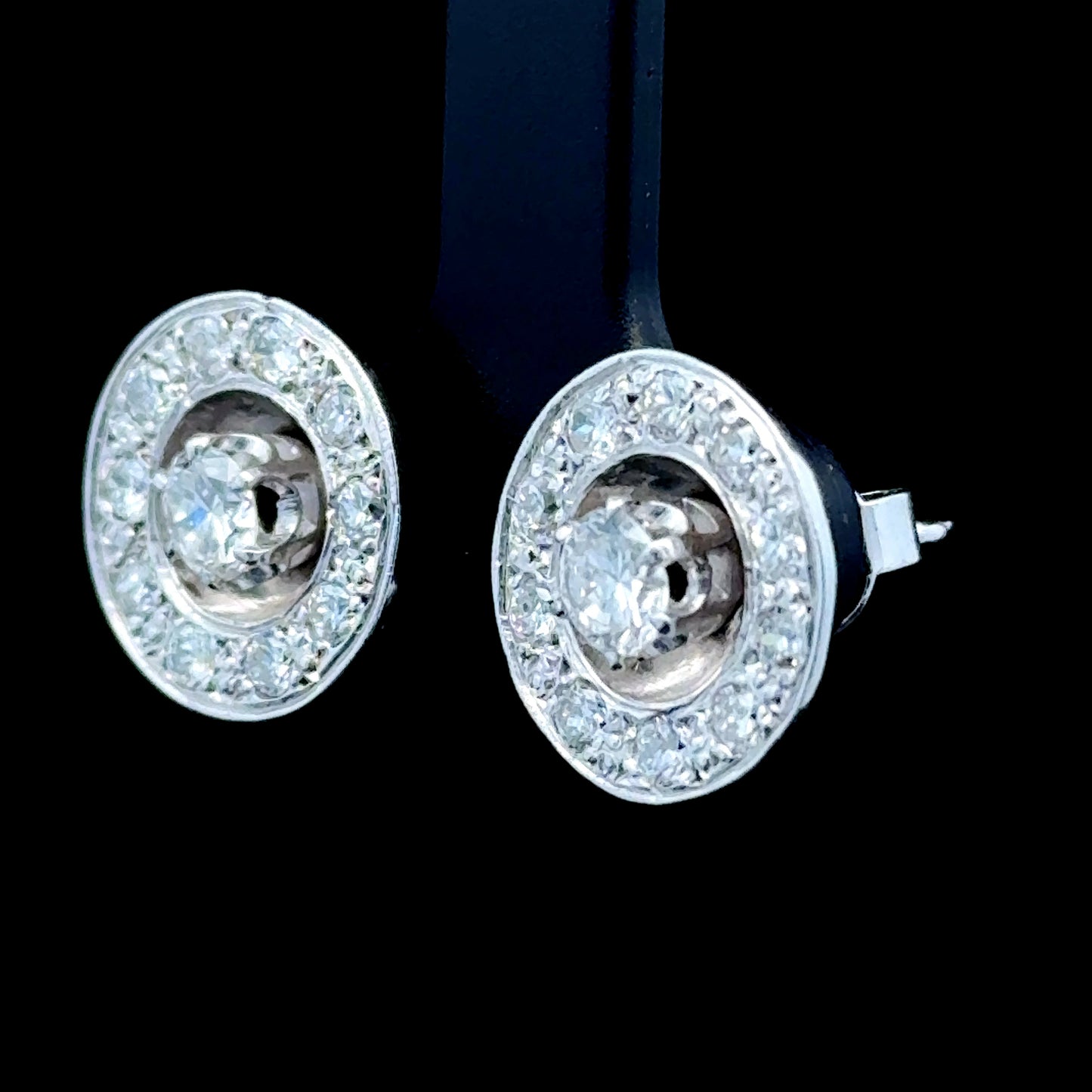 Platinum Diamond Studs With Removable Halo APPX: Total: 1.8 CTS, Without Halo: 1.5 CTS
