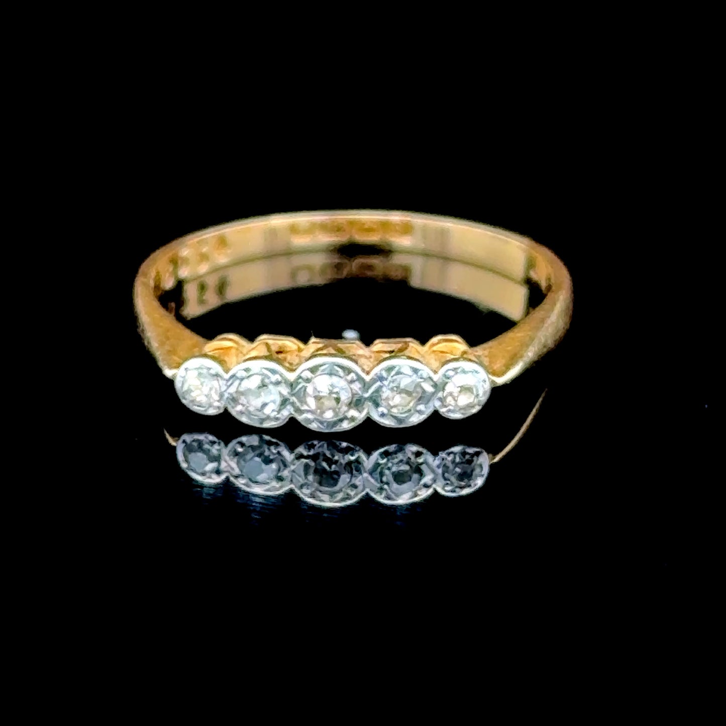 18K Yellow Gold 5 Stone Diamond Ring APPX 0.5 CTS
