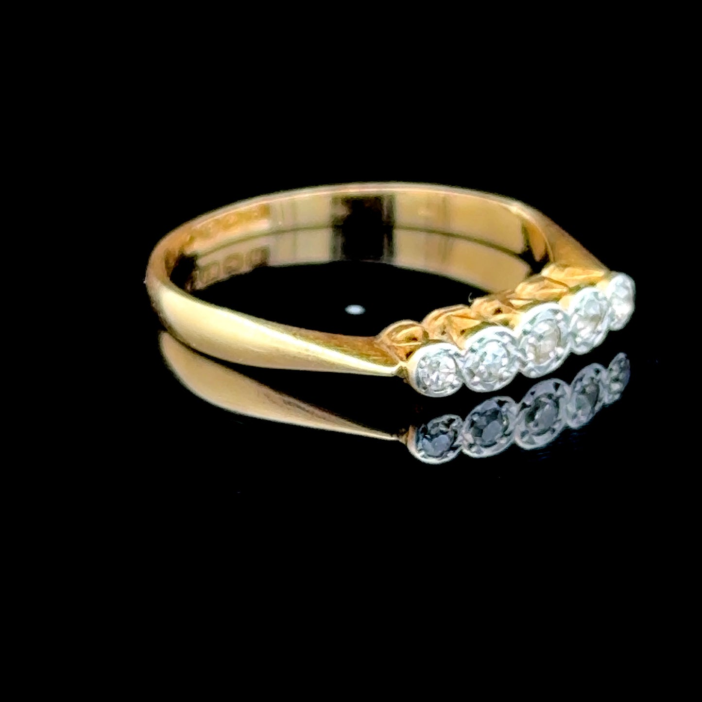 18K Yellow Gold 5 Stone Diamond Ring APPX 0.5 CTS