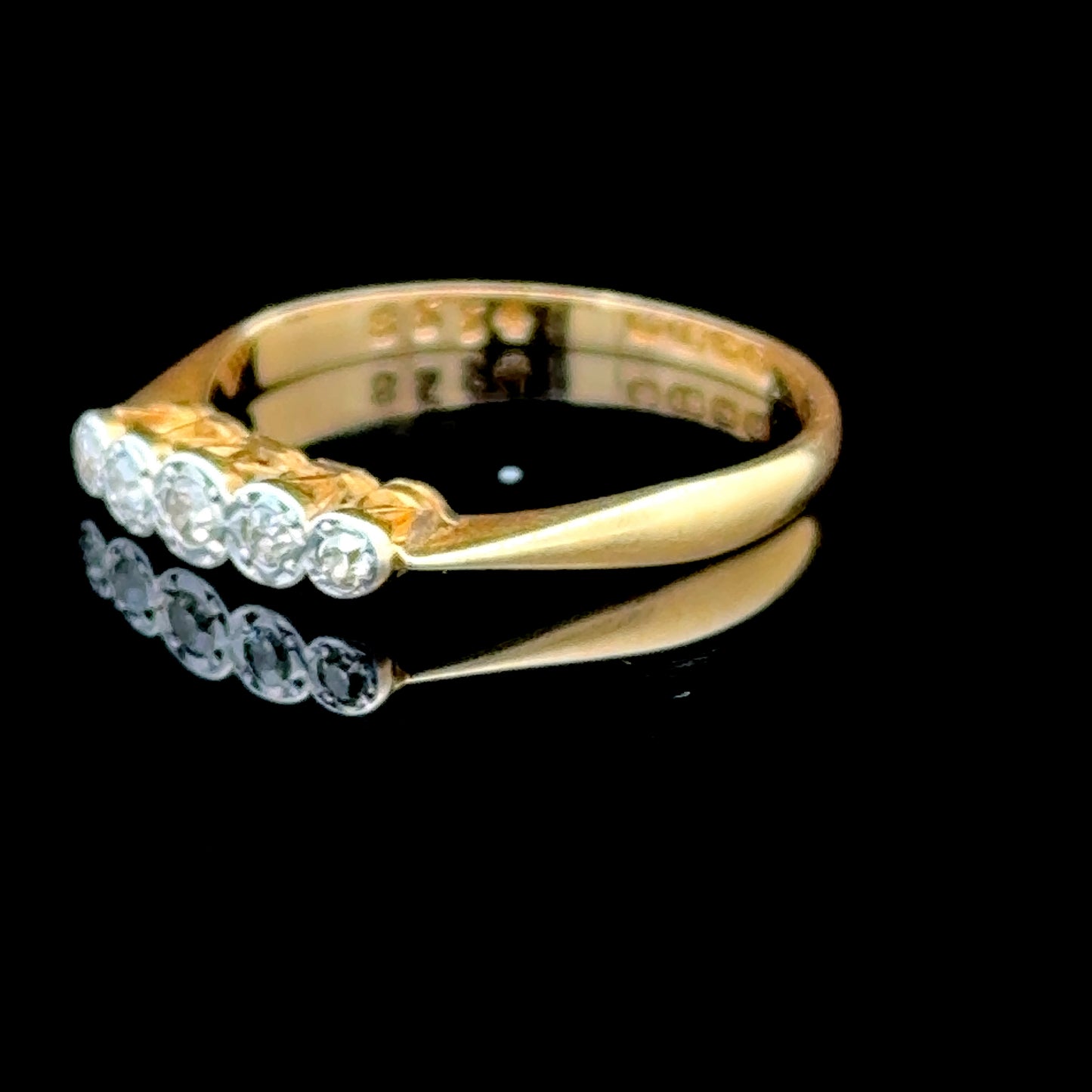 18K Yellow Gold 5 Stone Diamond Ring APPX 0.5 CTS