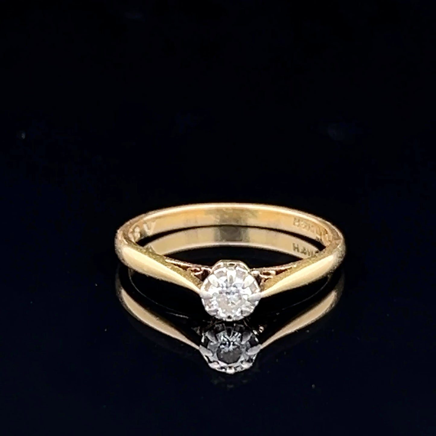 18K Yellow Gold & Platinum Set Diamond Solitaire Ring