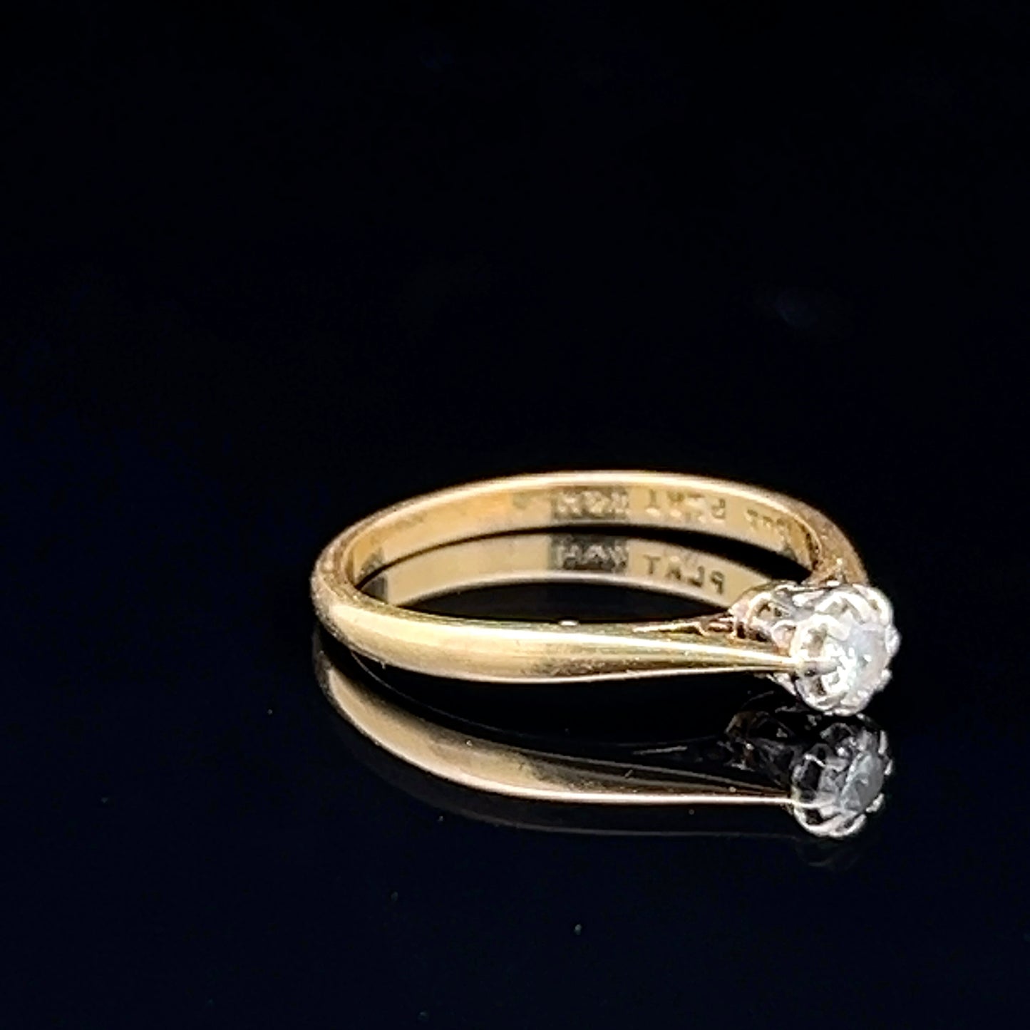 18K Yellow Gold & Platinum Set Diamond Solitaire Ring