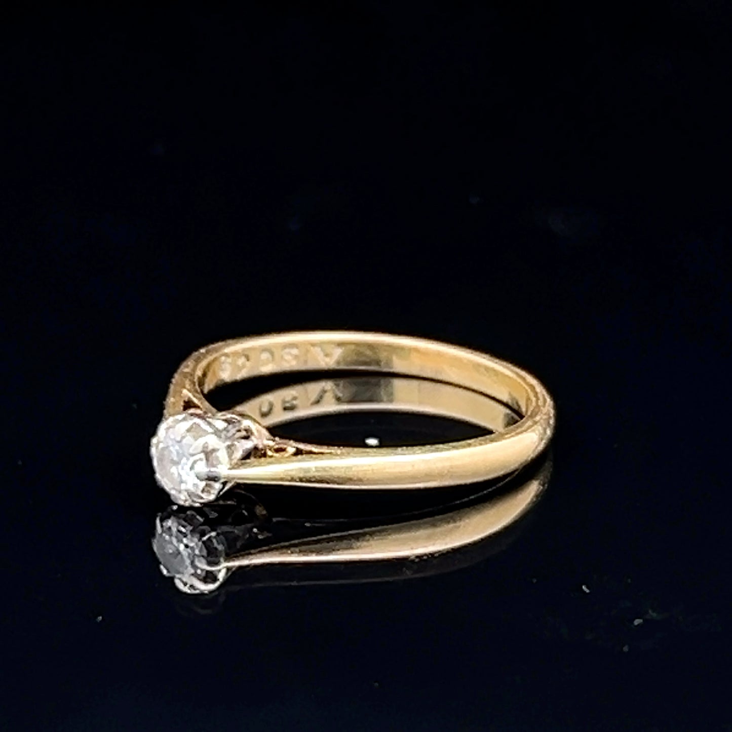 18K Yellow Gold & Platinum Set Diamond Solitaire Ring