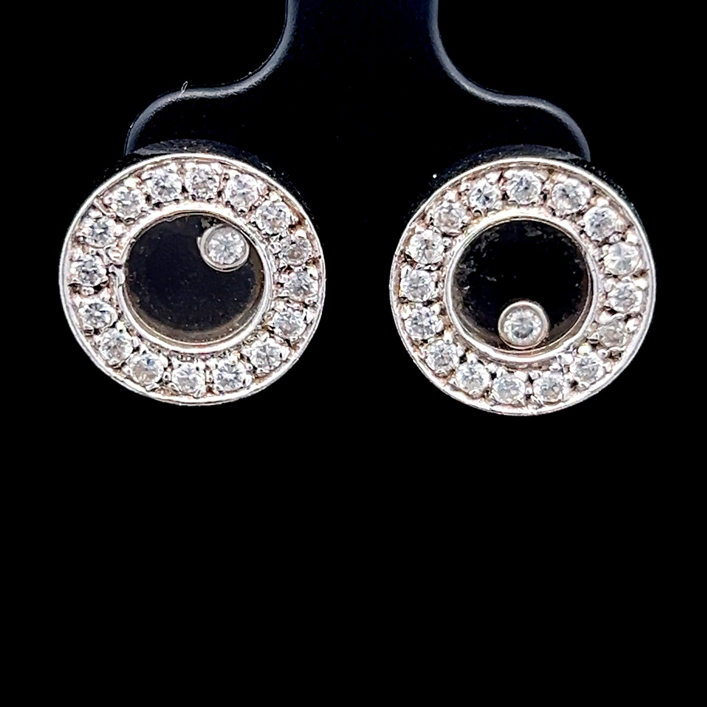 18K White Gold Diamond Halo Happy Diamond Studs