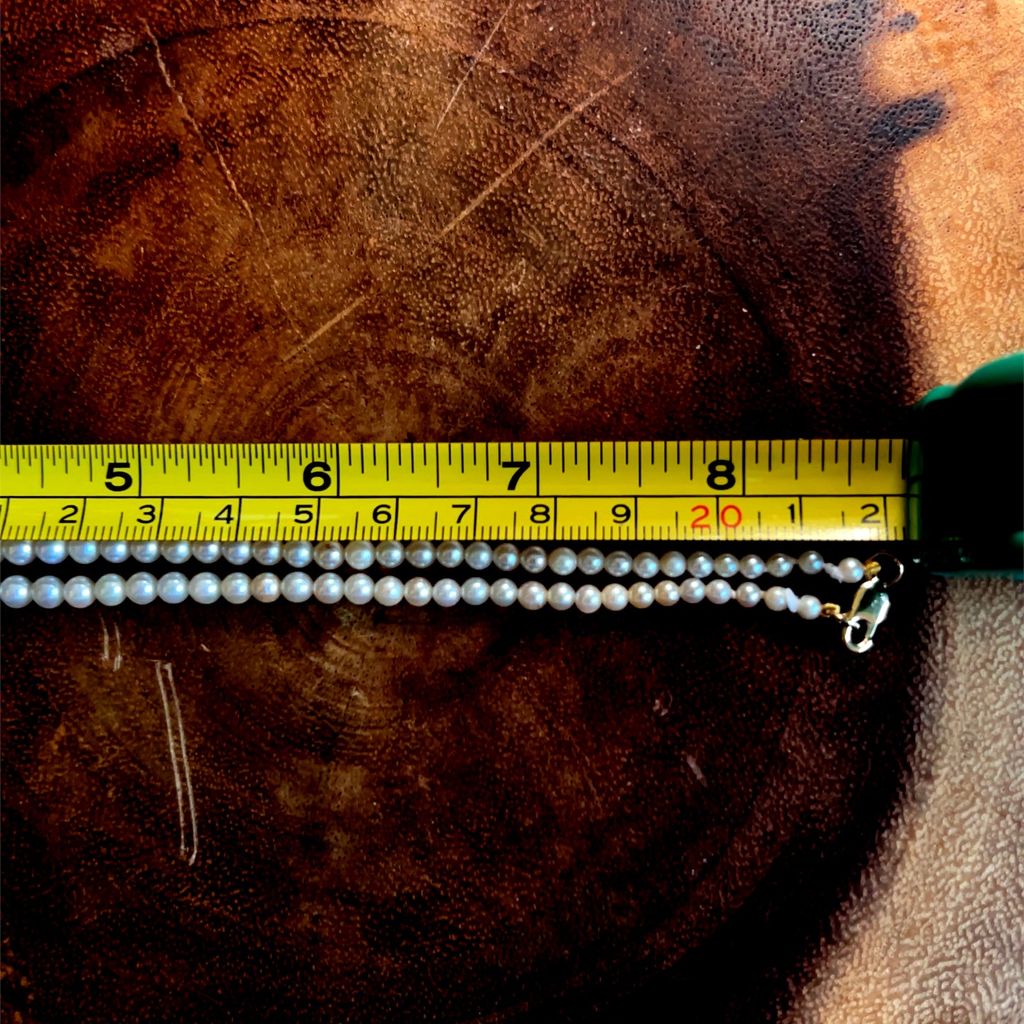 9K Yellow Gold String Of Pearls