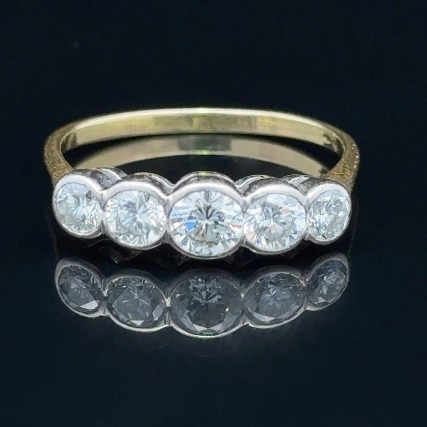 18K Yellow Gold 5 Stone Diamond Ring APPX 1.4 CTS