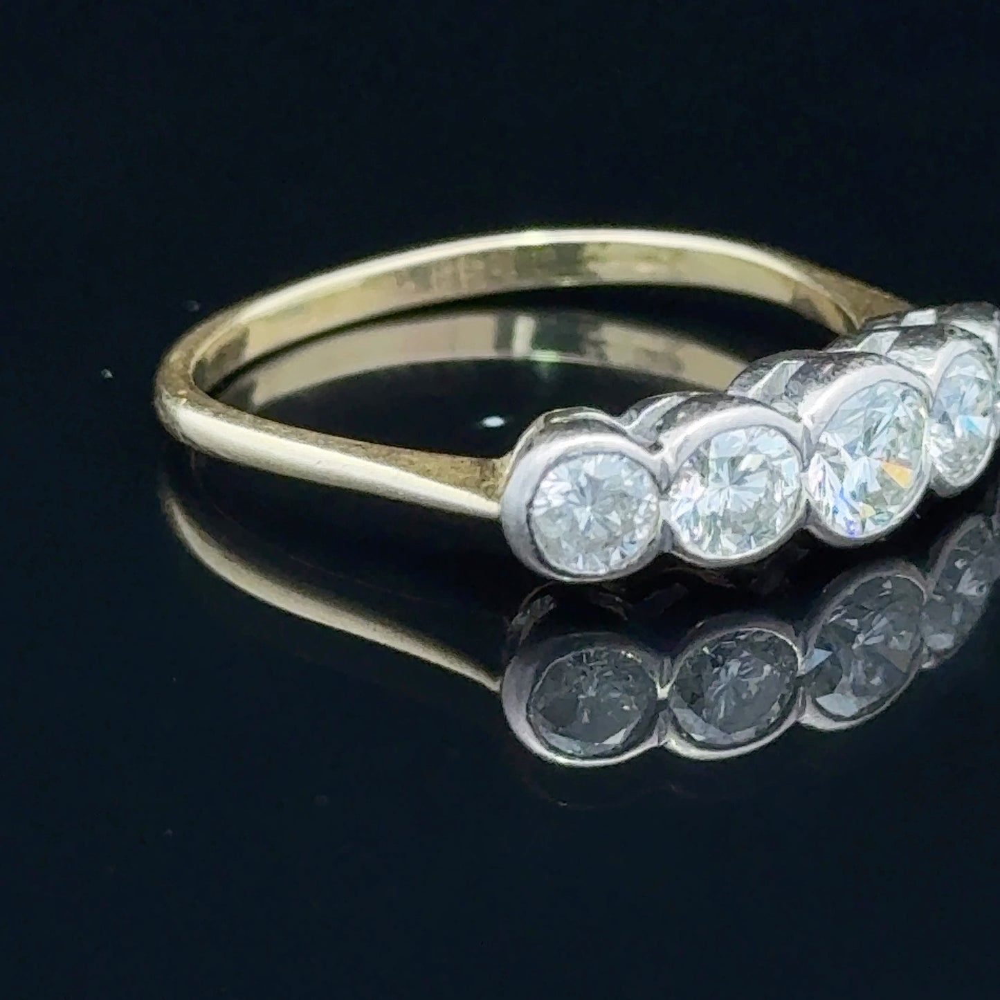 18K Yellow Gold 5 Stone Diamond Ring APPX 1.4 CTS