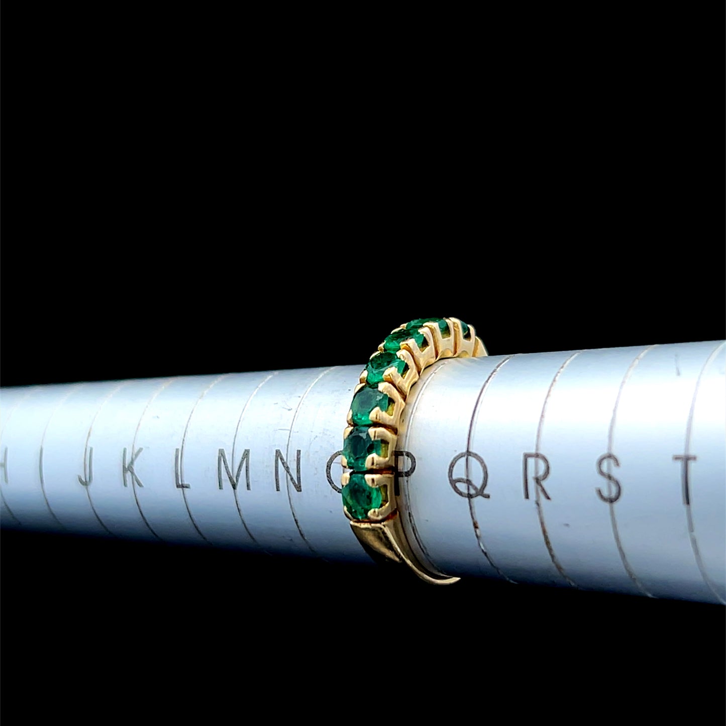 18K Yellow Gold 7 Stone Emerald Ring