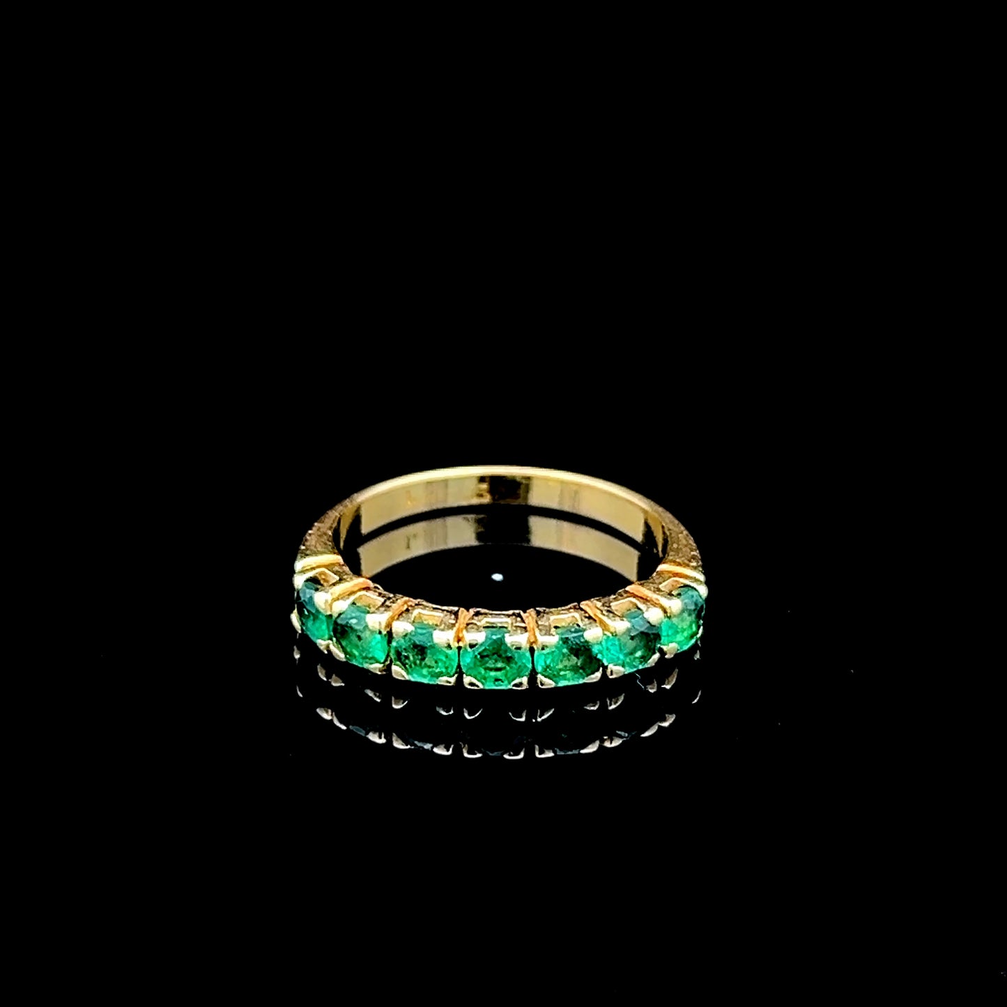 18K Yellow Gold 7 Stone Emerald Ring