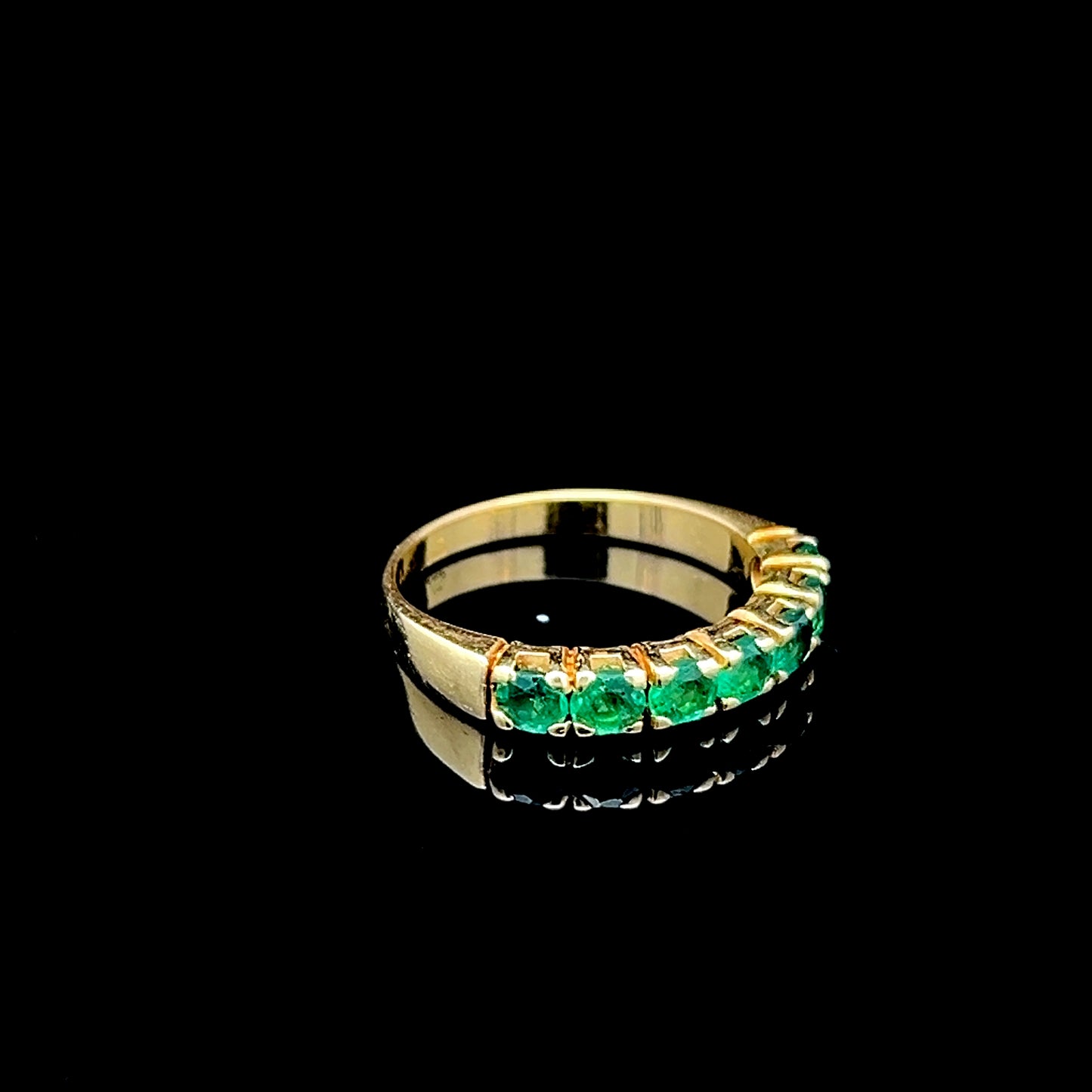 18K Yellow Gold 7 Stone Emerald Ring
