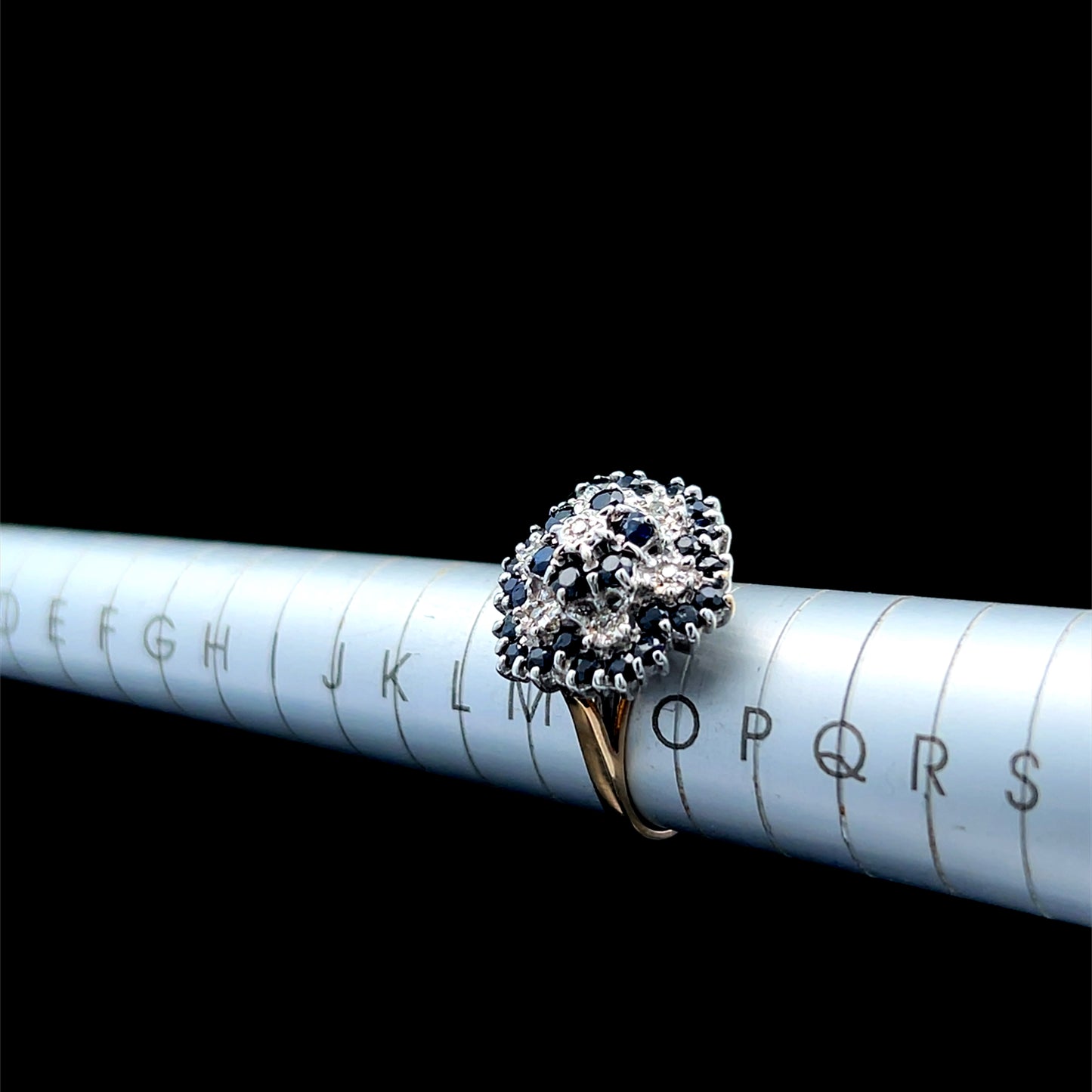 9K Yellow Gold Sapphire & Diamond Cluster Ring