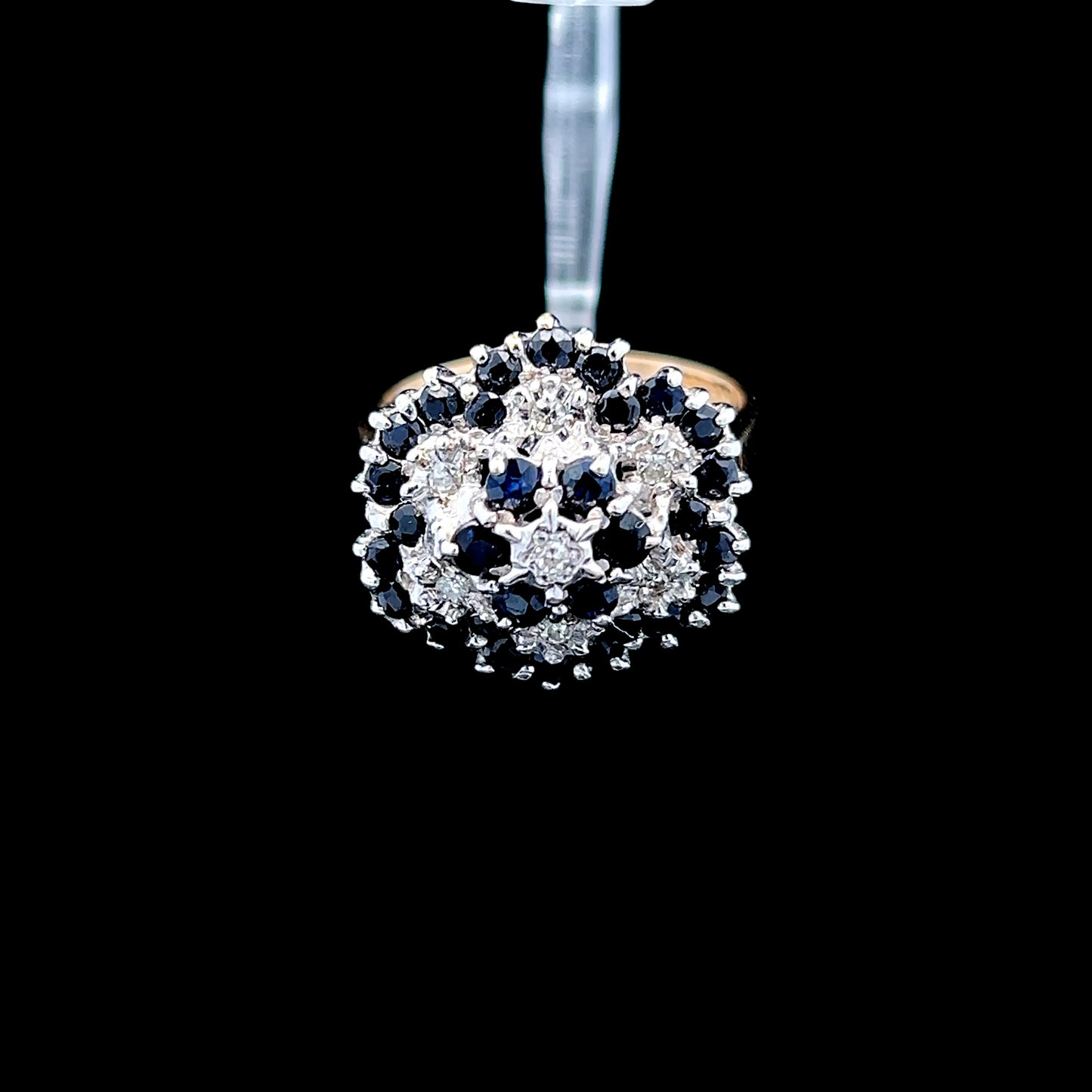 9K Yellow Gold Sapphire & Diamond Cluster Ring