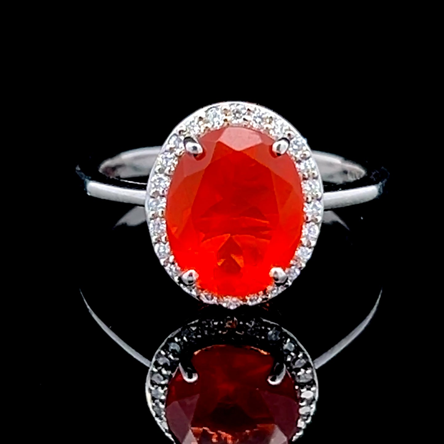 Platinum Fire Opal & Diamond Dress Ring