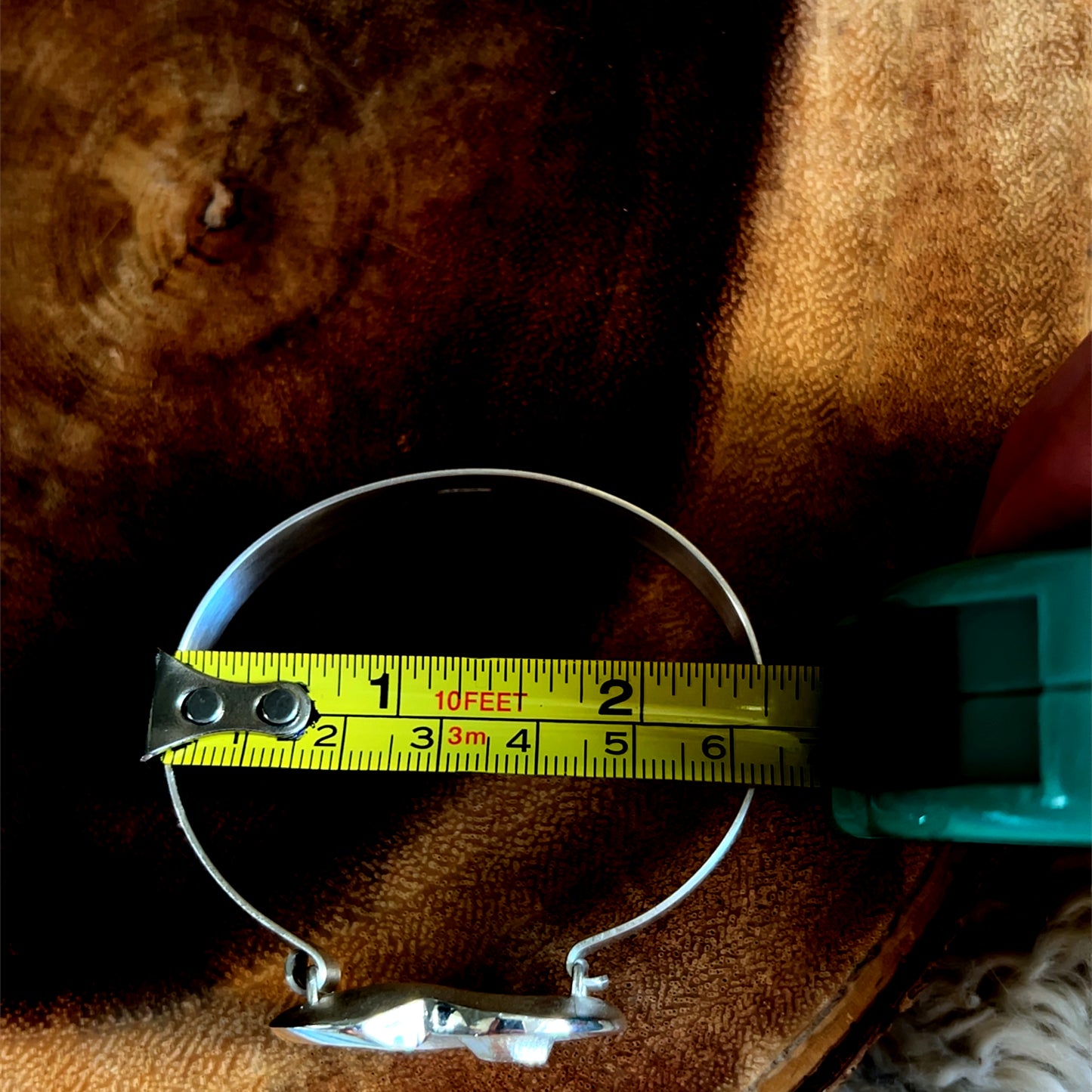 Finnish Silver And White Gemstone Heart Bangle