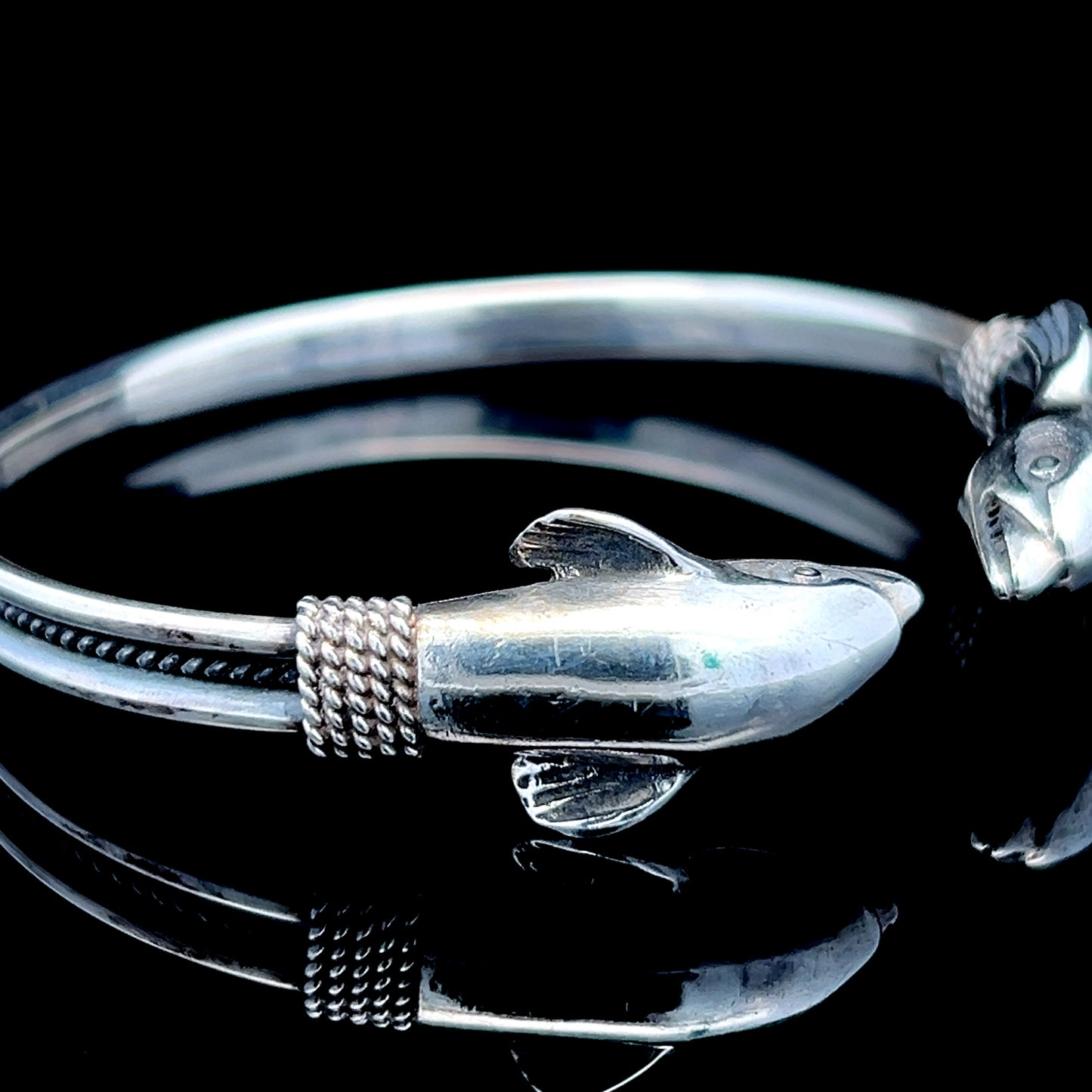 Silver Torque Dolphin / Fish Bangle