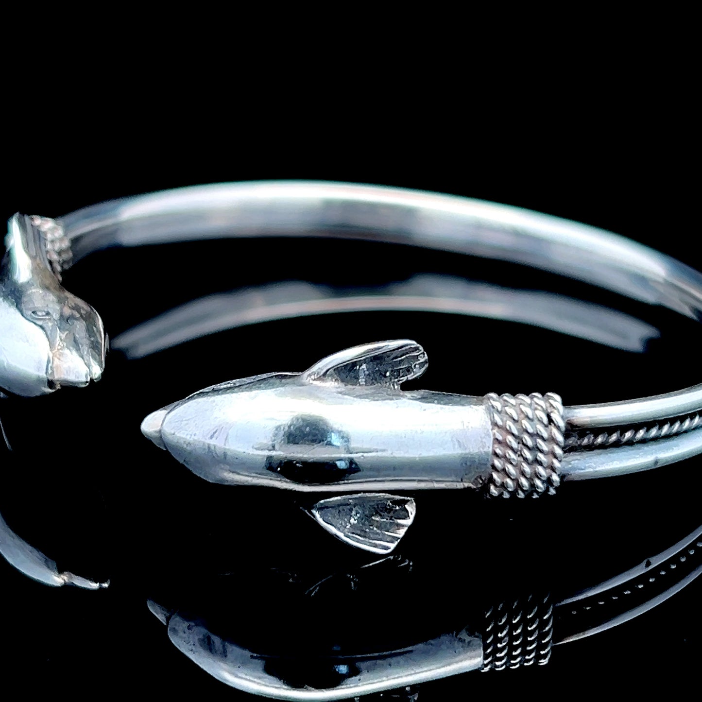 Silver Torque Dolphin / Fish Bangle