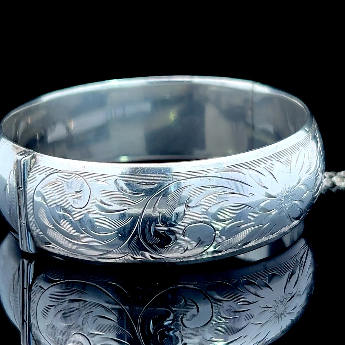 Silver 1/2 Engraved Bangle