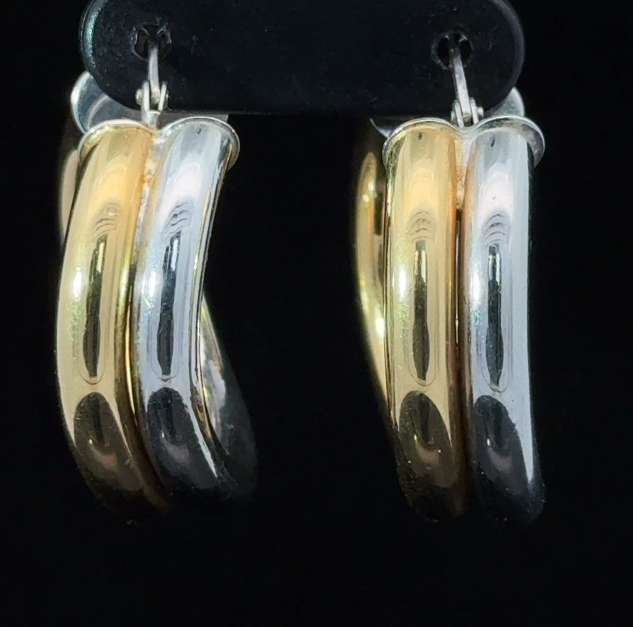 18K White Gold & Yellow Gold Hoops