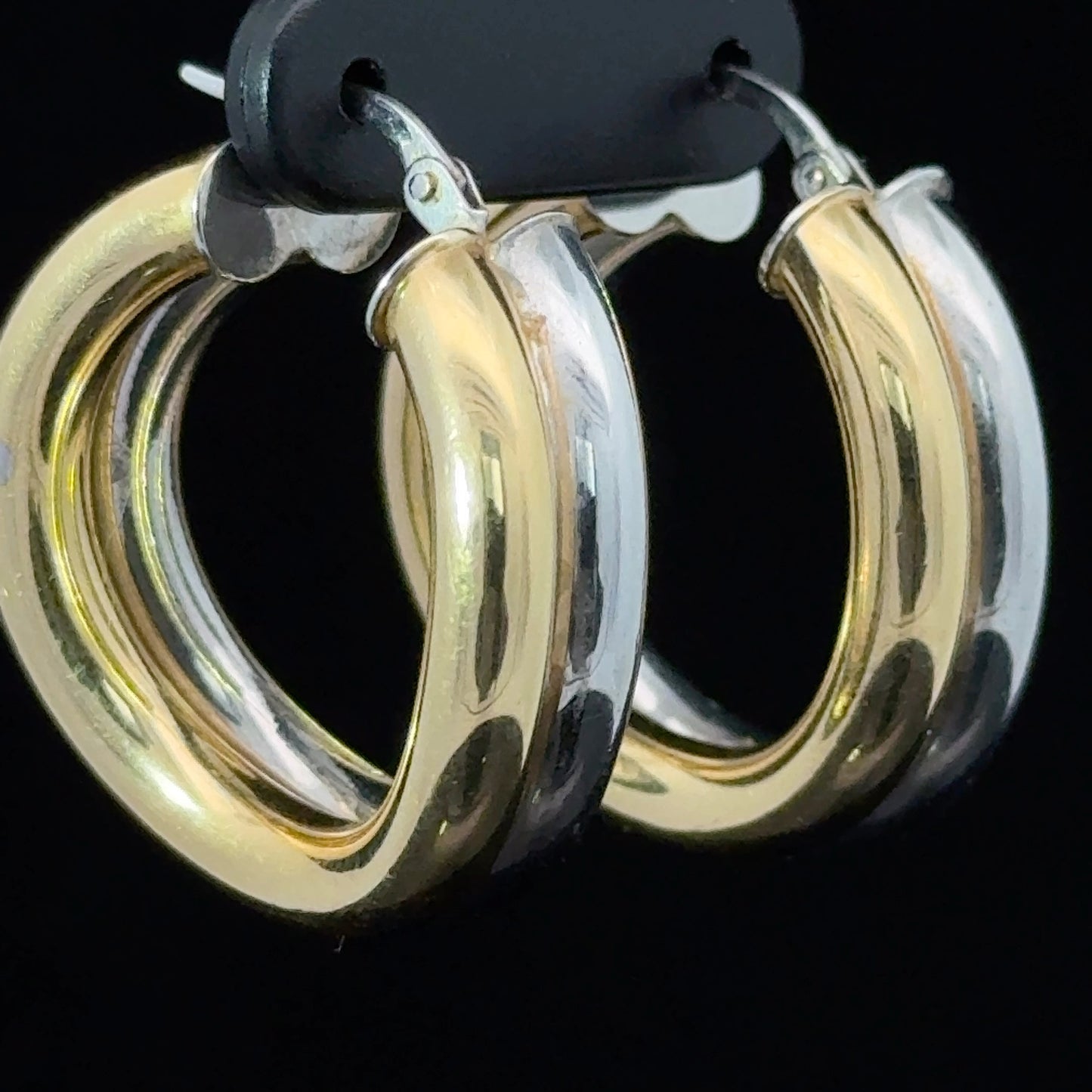 18K White Gold & Yellow Gold Hoops
