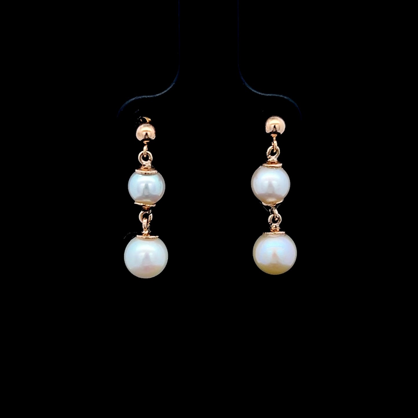 9K Yellow Gold 2 Pearl Drop Studs