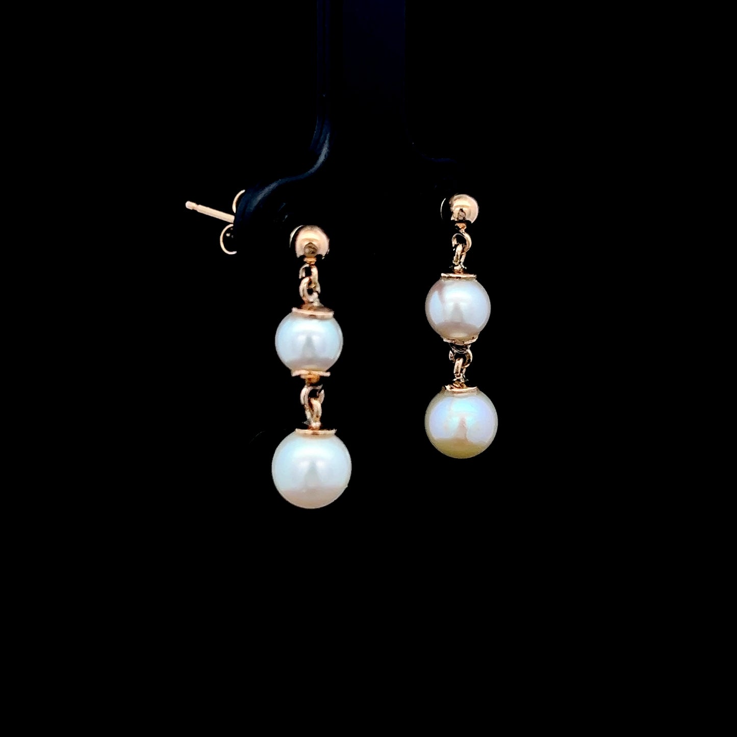 9K Yellow Gold 2 Pearl Drop Studs