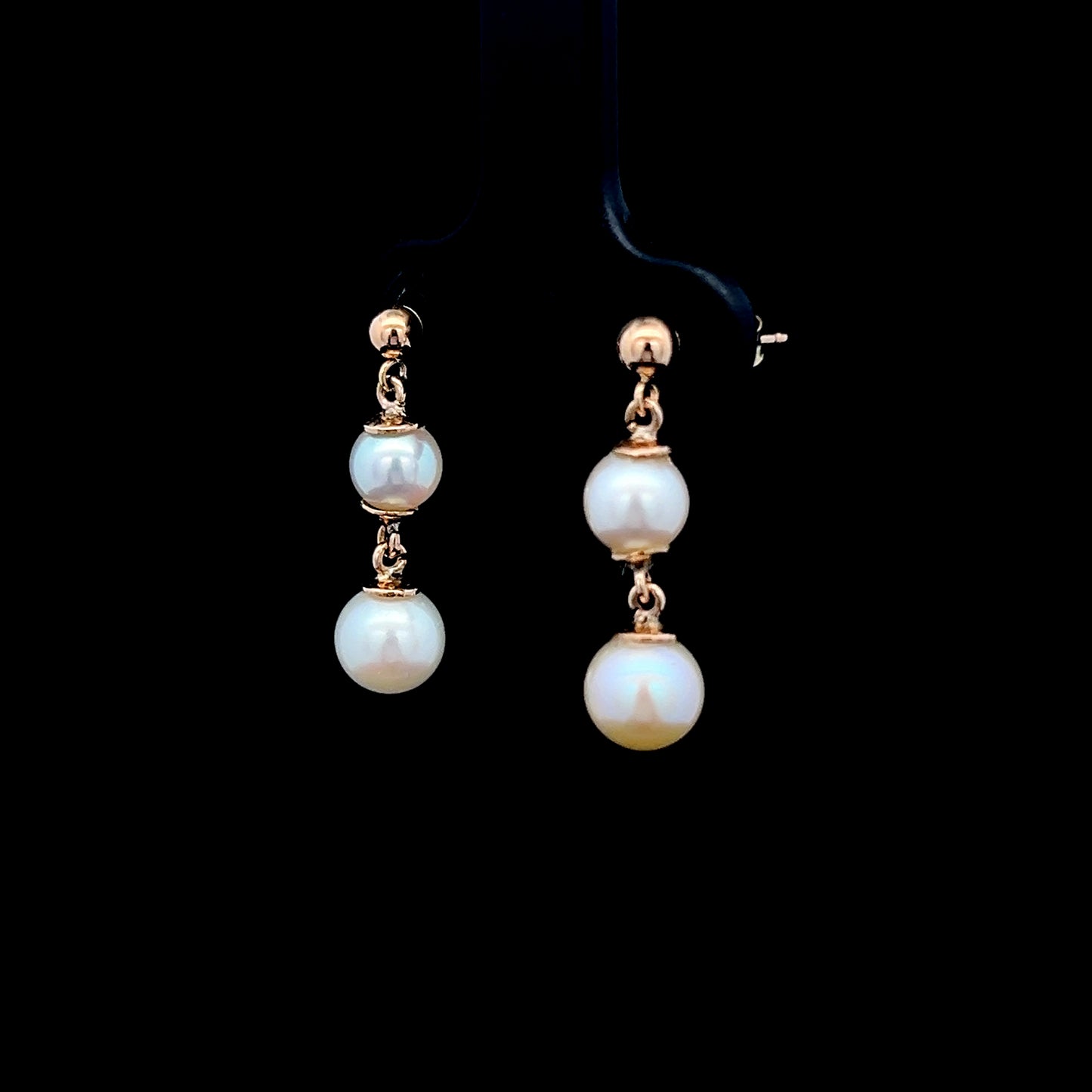 9K Yellow Gold 2 Pearl Drop Studs