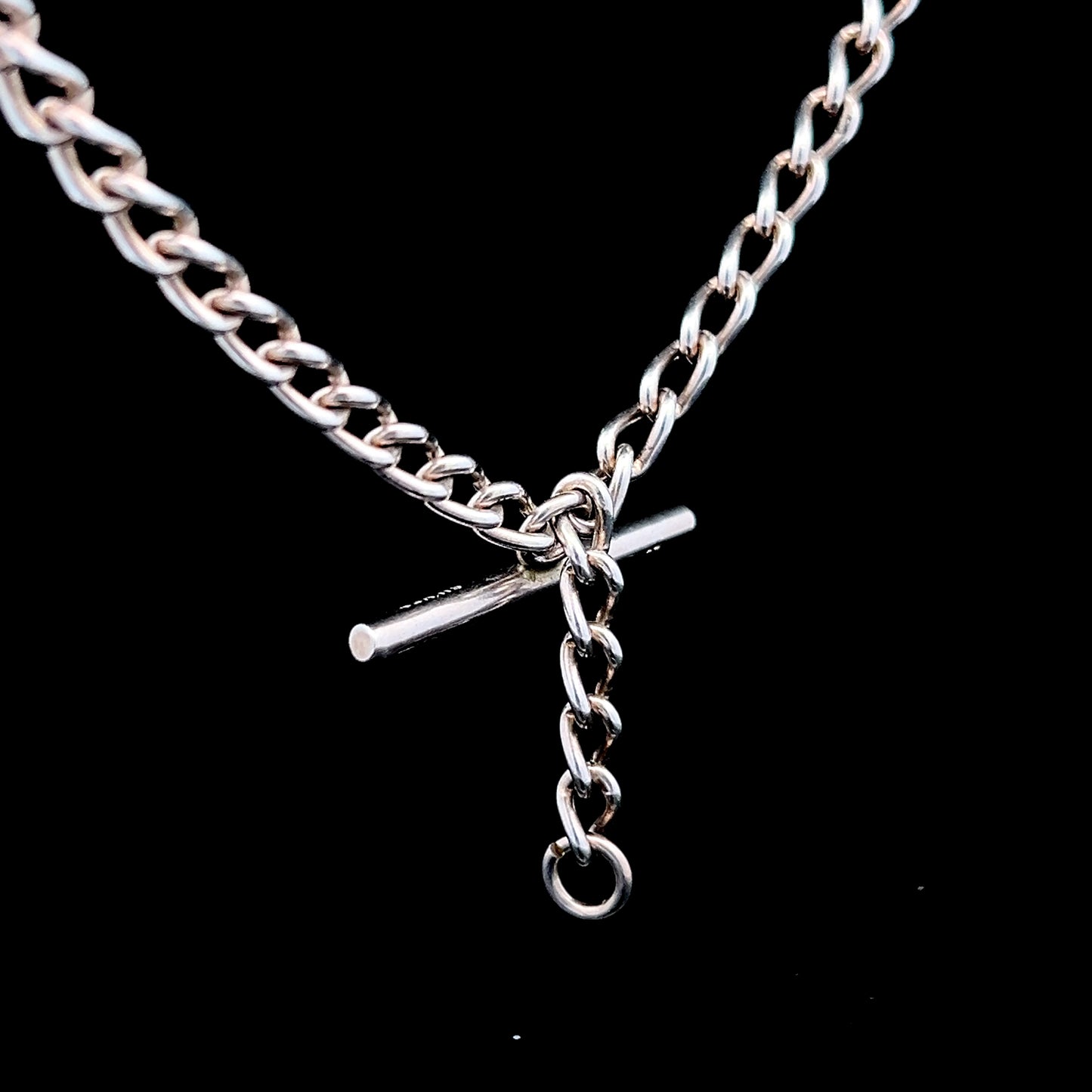 Silver T Bar Watch Chain 14 1/2 Inch