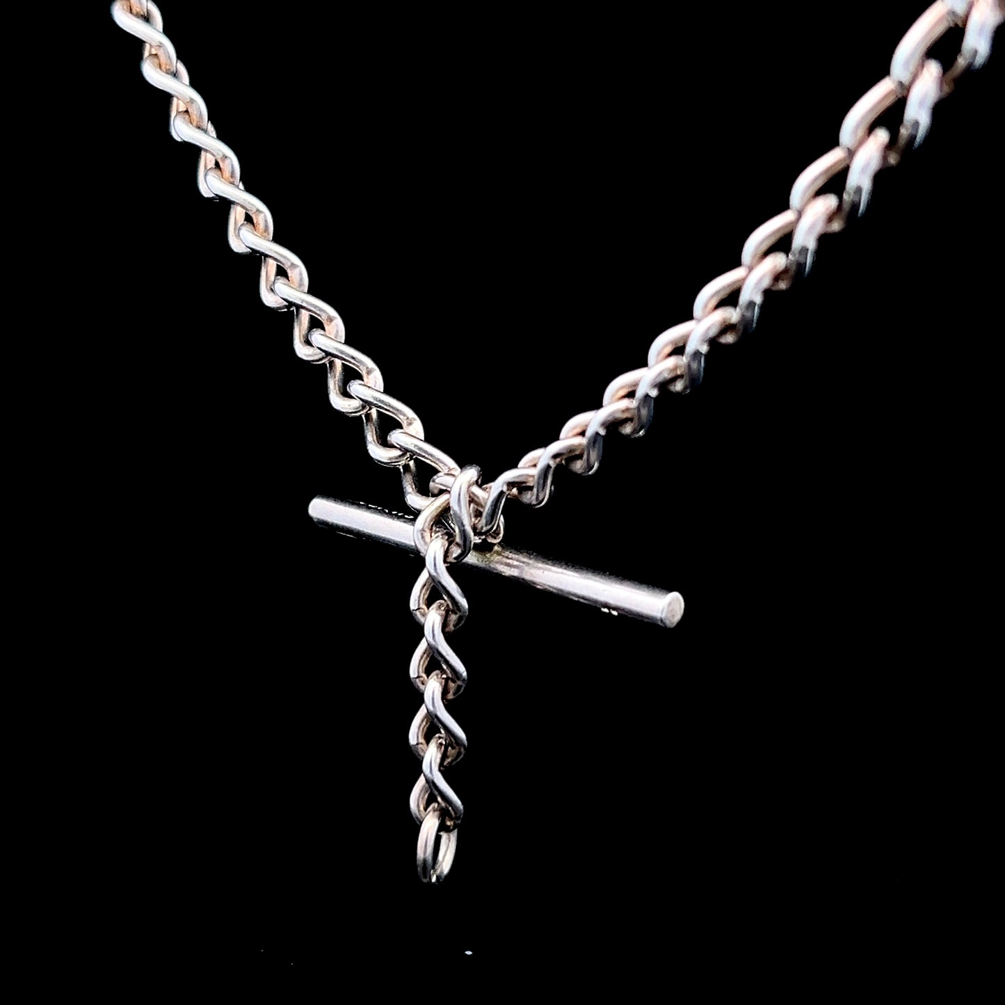 Silver T Bar Watch Chain 14 1/2 Inch