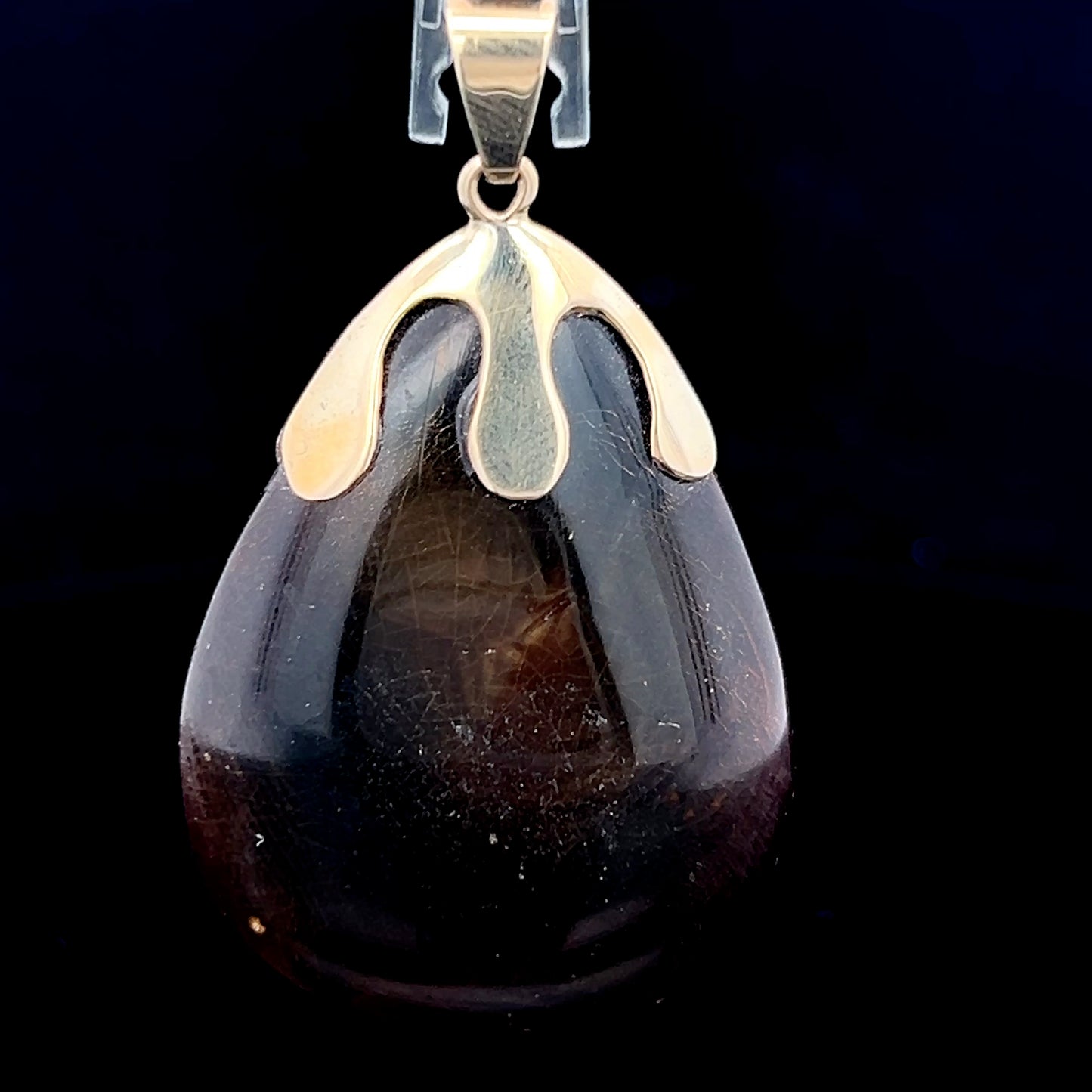 9K Yellow Gold Amber Drop Pendant