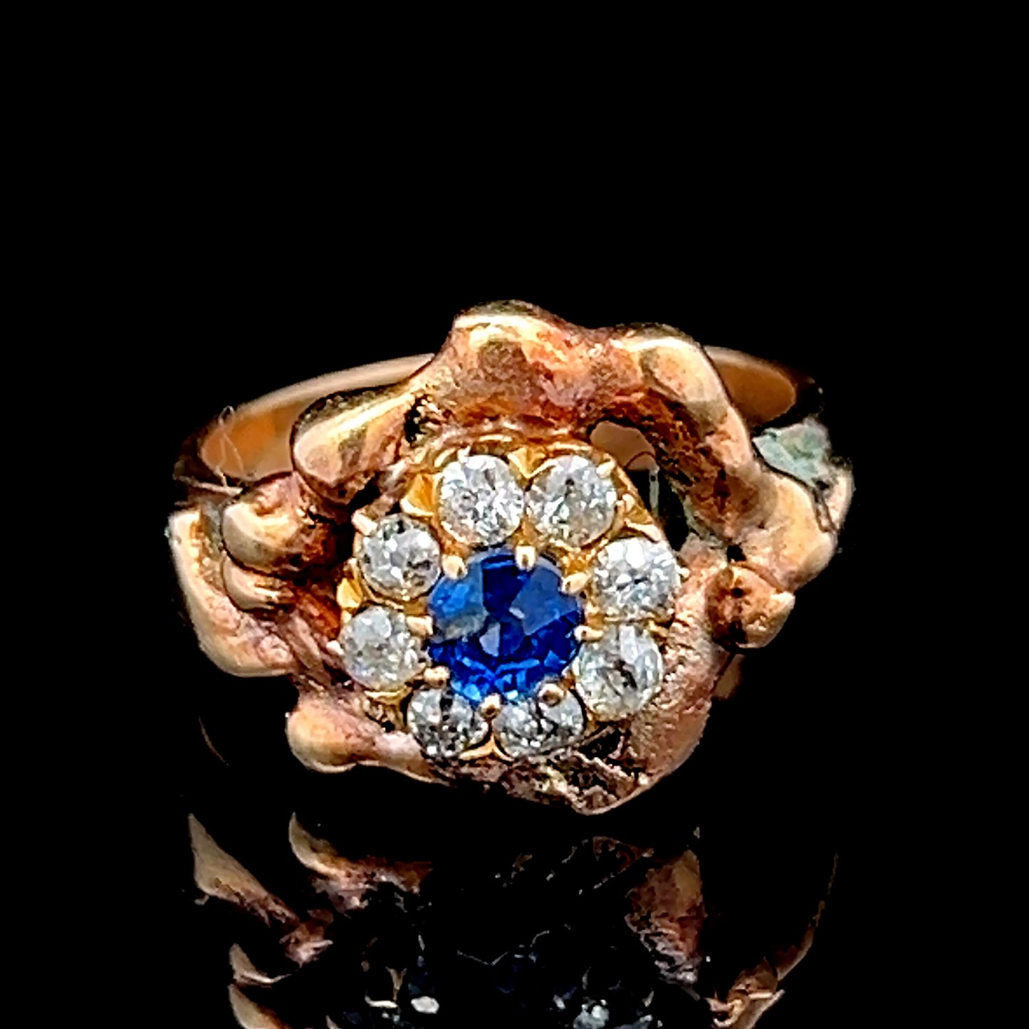 9K Rose Gold Edwardian Sapphire & Diamond Ring