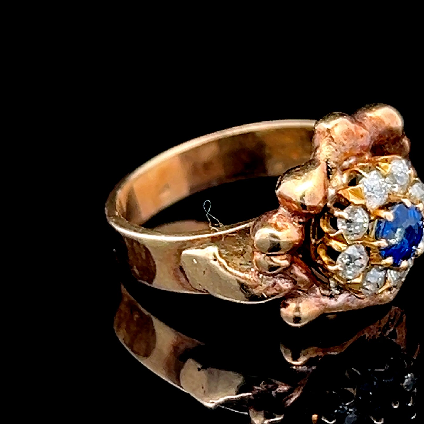 9K Rose Gold Edwardian Sapphire & Diamond Ring