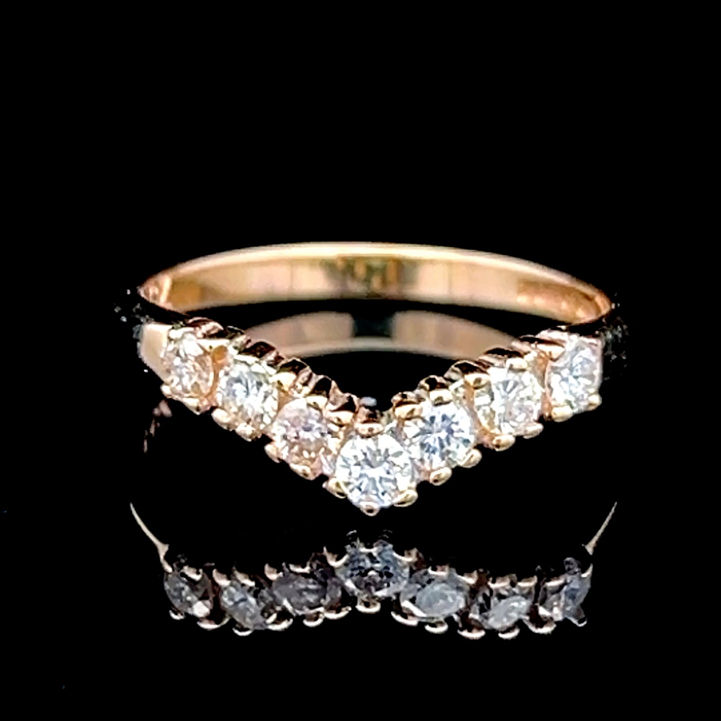 14K Yellow Gold Diamond Wishbone Ring