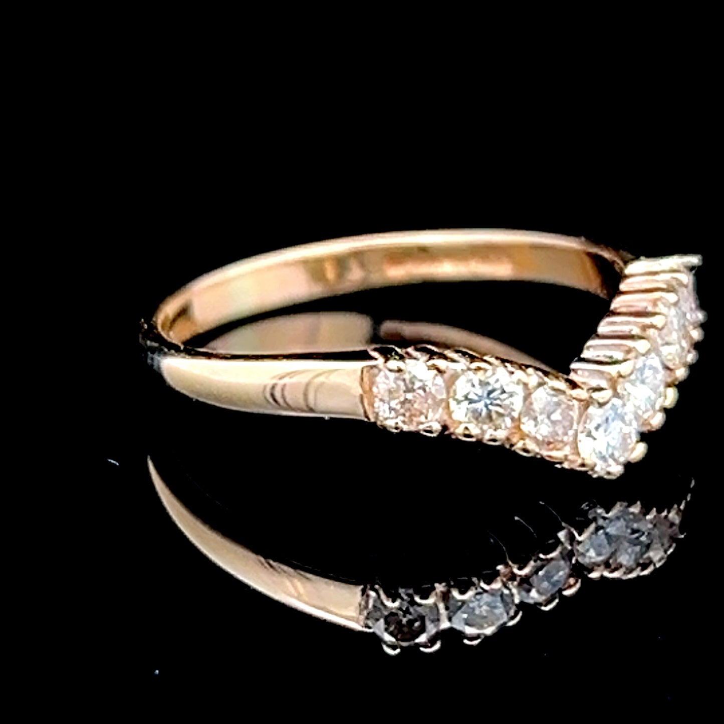 14K Yellow Gold Diamond Wishbone Ring