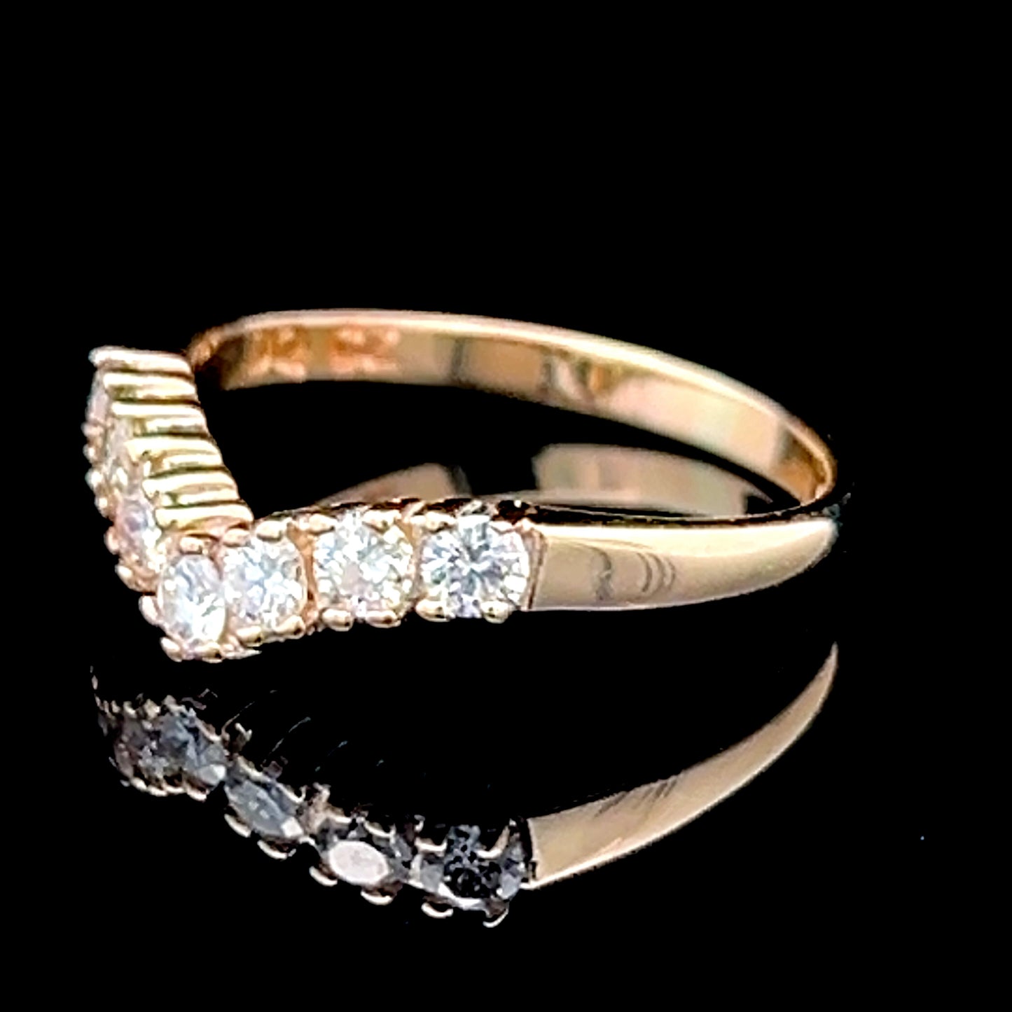14K Yellow Gold Diamond Wishbone Ring