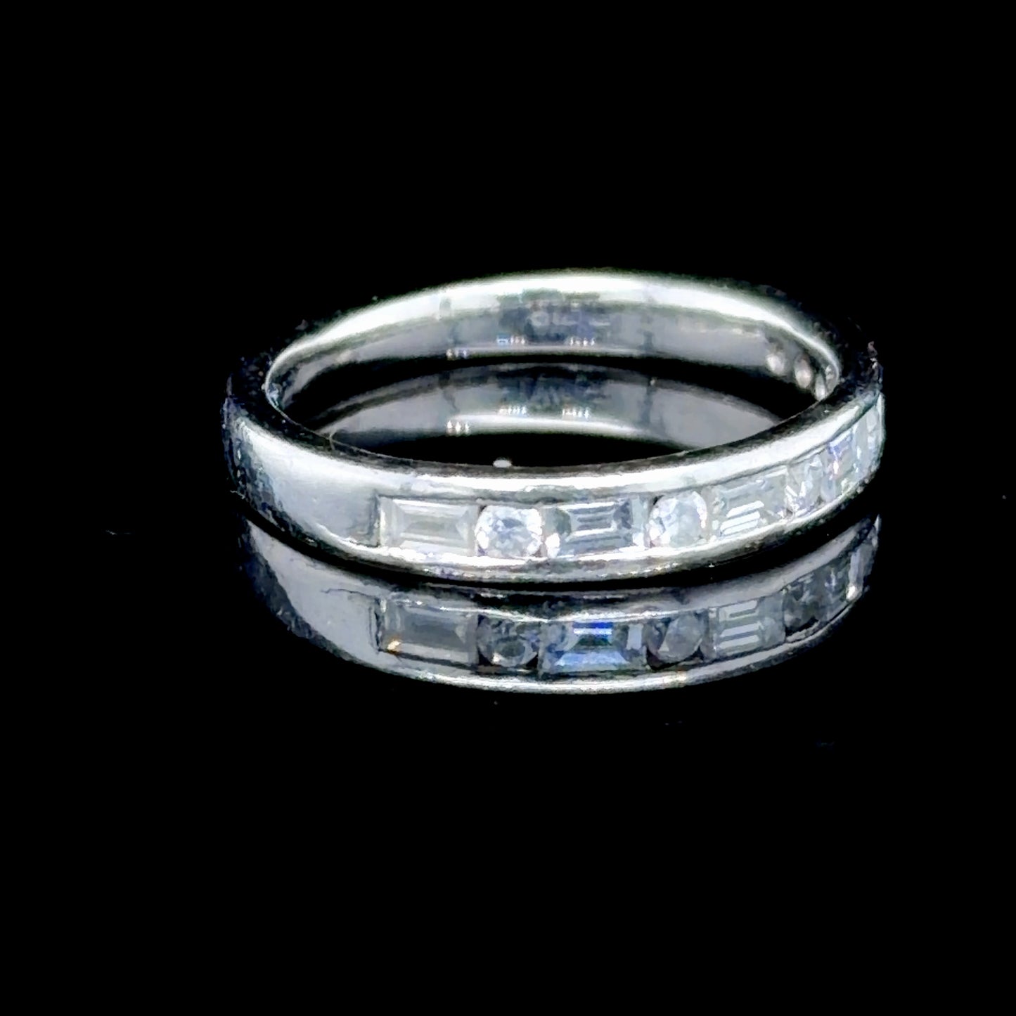 Platinum Baguette & Round Cut Diamond Band APPX 0.4 CTS