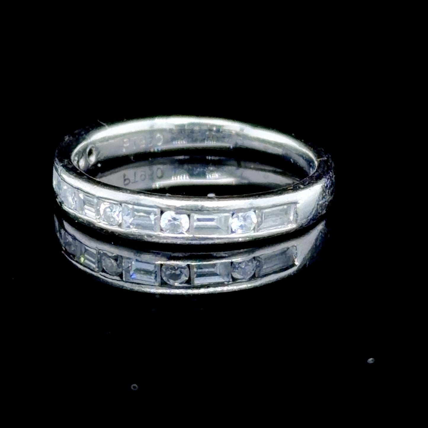 Platinum Baguette & Round Cut Diamond Band APPX 0.4 CTS
