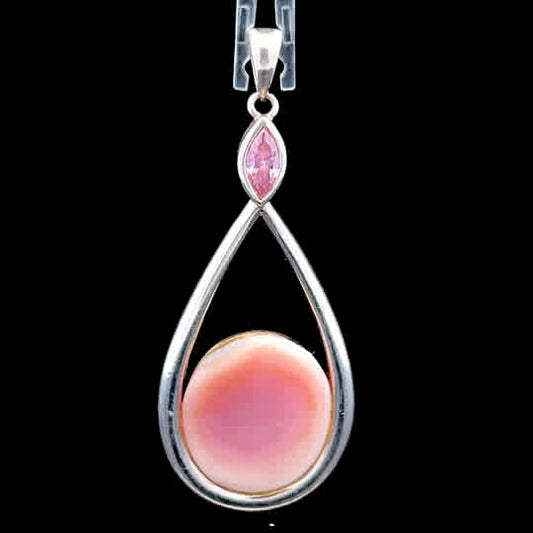Silver Mother Of Pearl & Pink Topaz Pendant