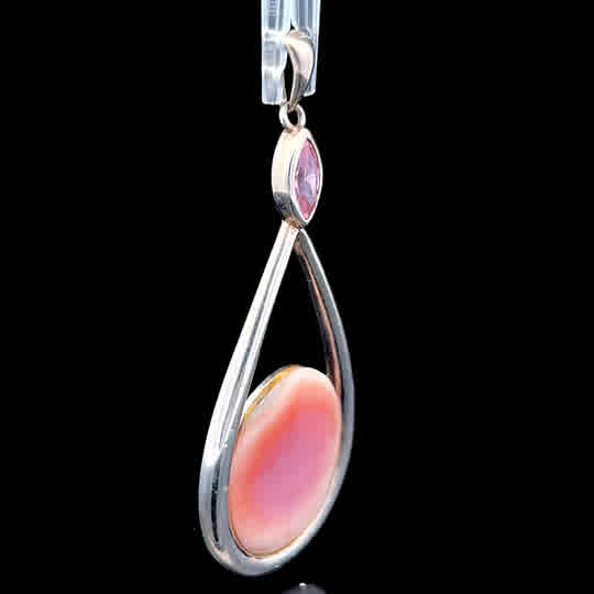 Silver Mother Of Pearl & Pink Topaz Pendant