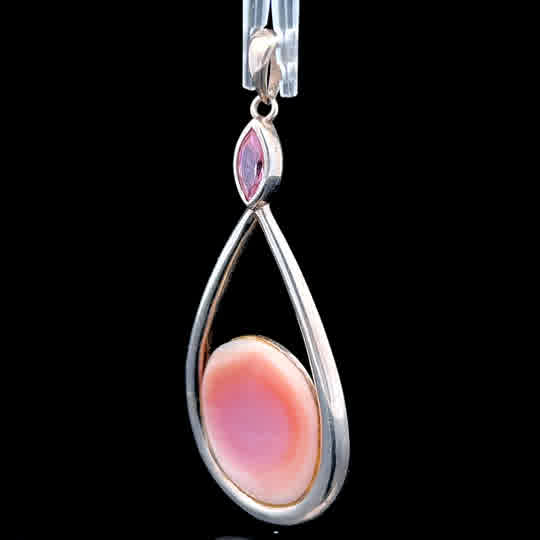 Silver Mother Of Pearl & Pink Topaz Pendant