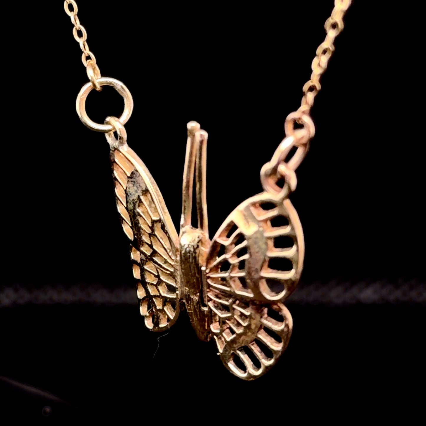 9K Yellow Gold Butterfly Necklace