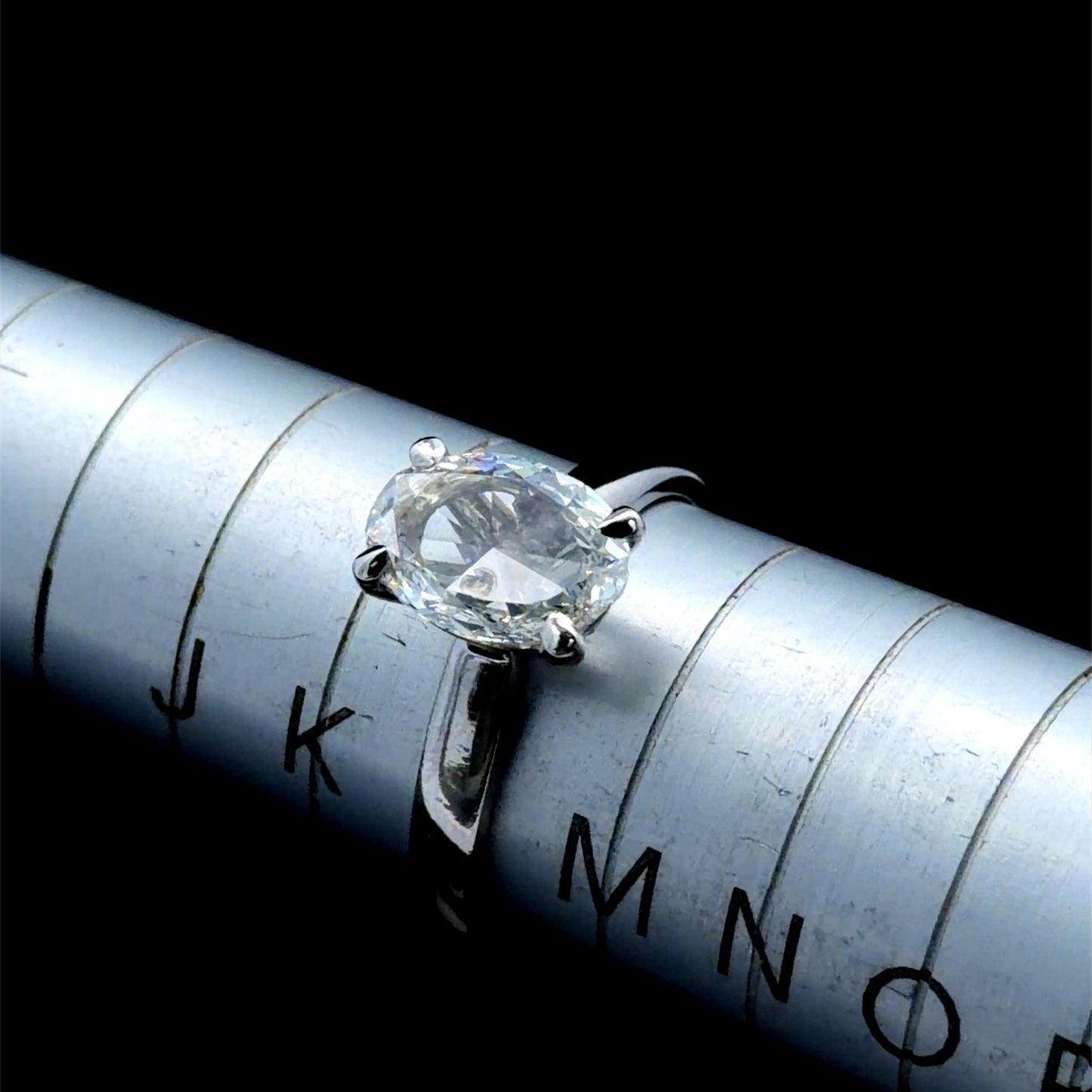 Platinum Solitaire Ring with Oval Cut Diamond APPX 2.0 CTS GIA H/VS2