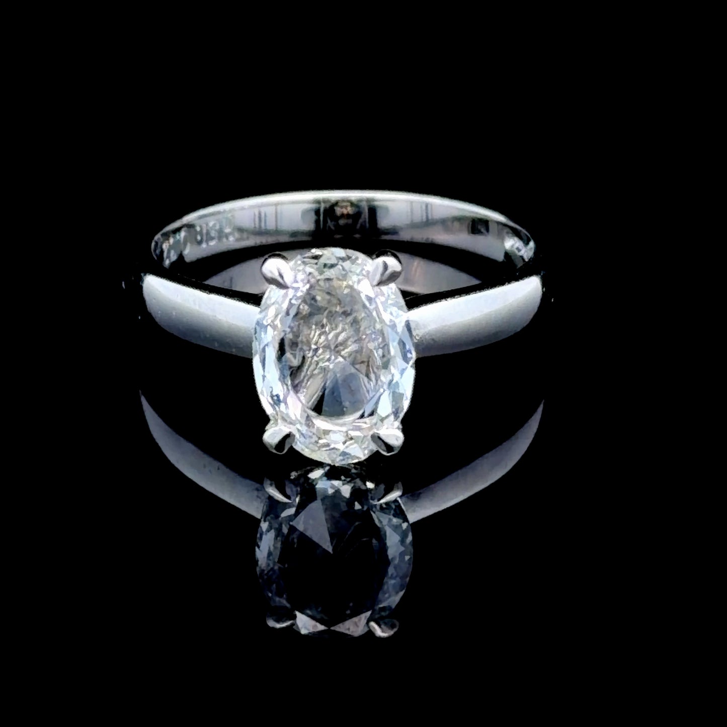 Platinum Solitaire Ring with Oval Cut Diamond APPX 2.0 CTS GIA H/VS2