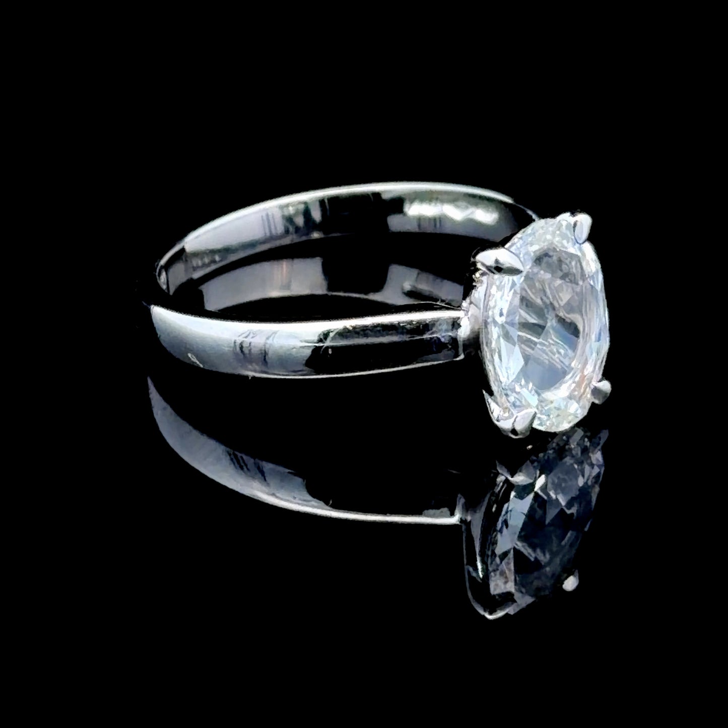 Platinum Solitaire Ring with Oval Cut Diamond APPX 2.0 CTS GIA H/VS2