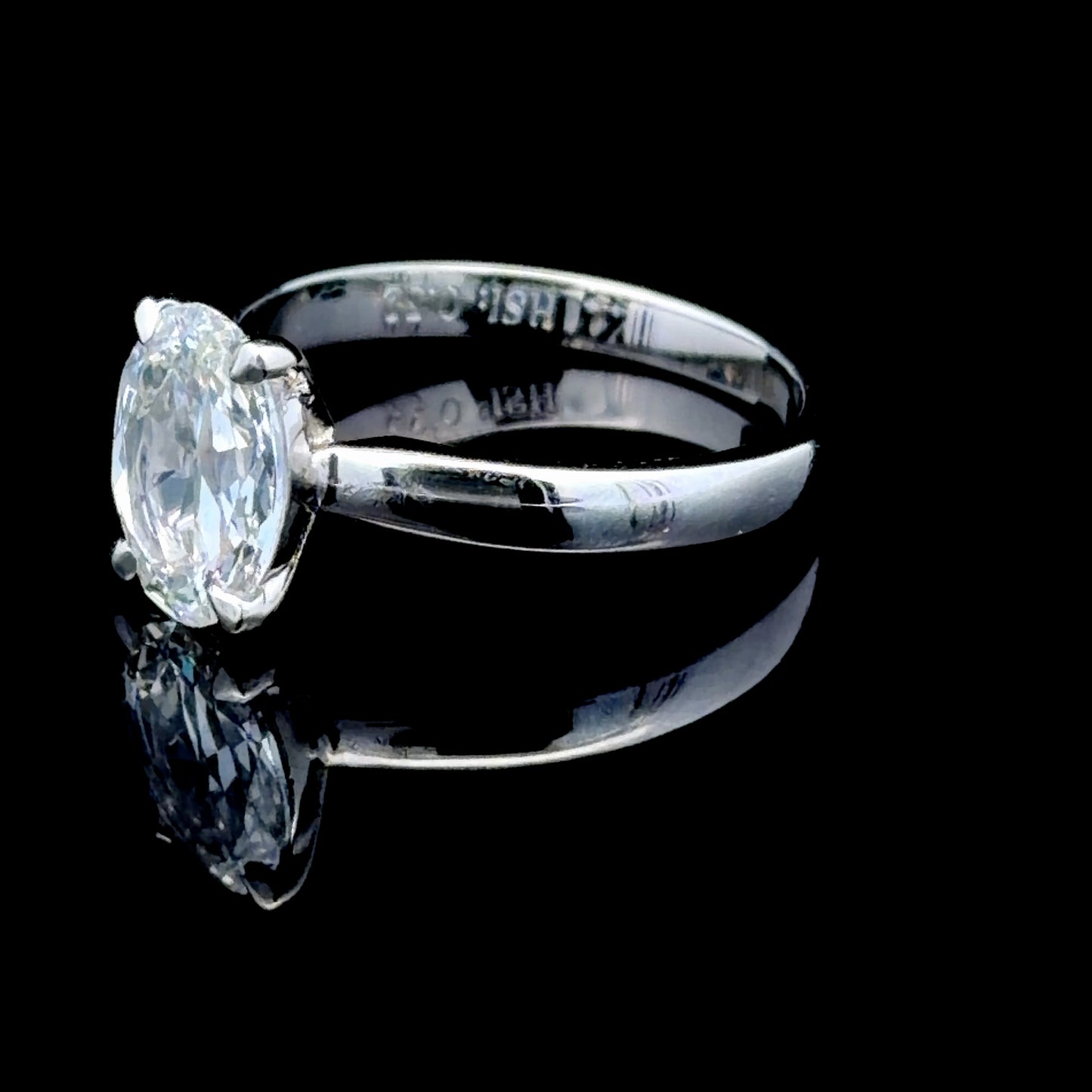 Platinum Solitaire Ring with Oval Cut Diamond APPX 2.0 CTS GIA H/VS2