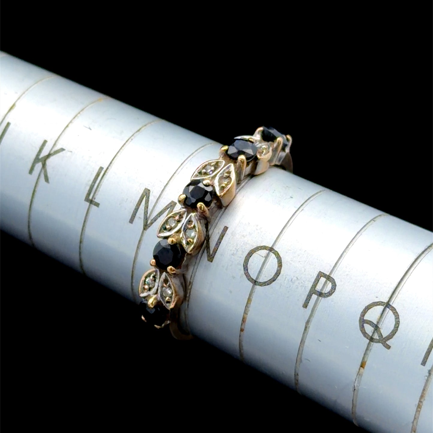 9K Yellow Gold Sapphire & Diamond Ring