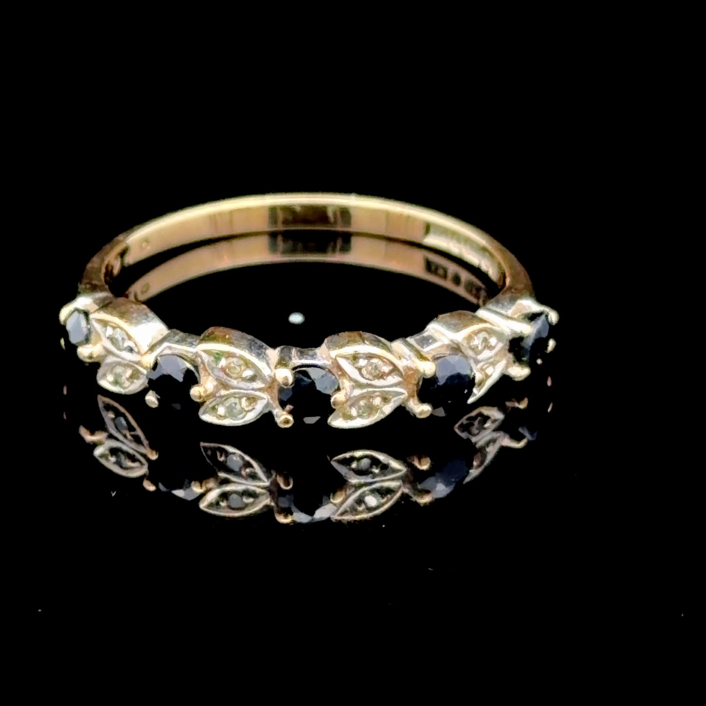 9K Yellow Gold Sapphire & Diamond Ring