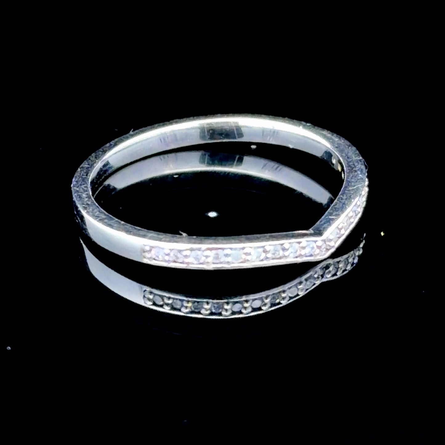 18K White Gold Diamond Micro Wishbone Ring