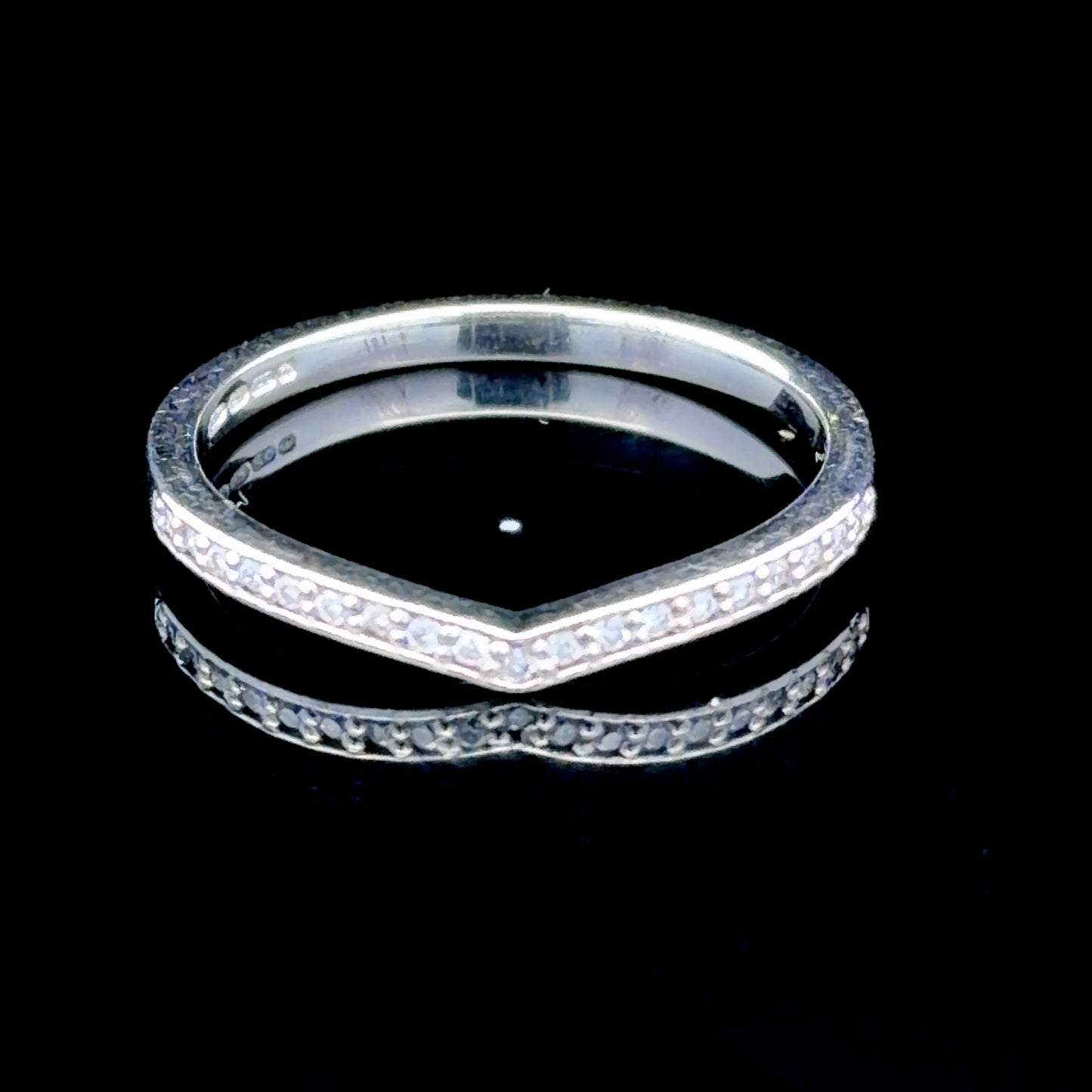 18K White Gold Diamond Micro Wishbone Ring